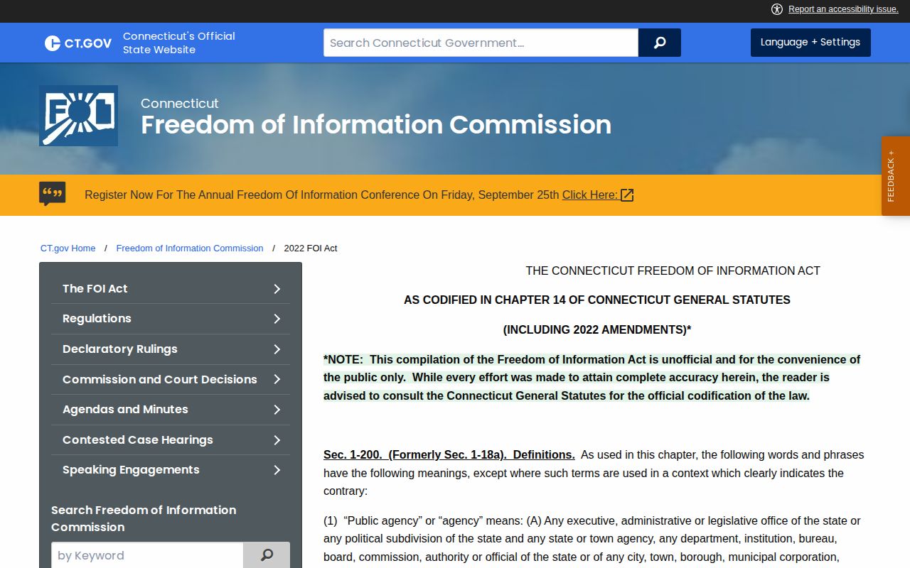 Connecticut FOI Act for Fairfield County arrest and mugshot records
