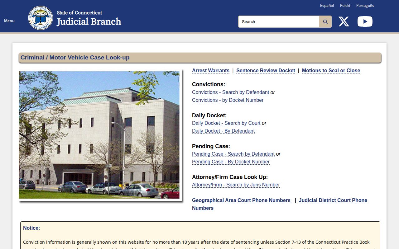 Connecticut court lookup for Fairfield County arrest dispositions